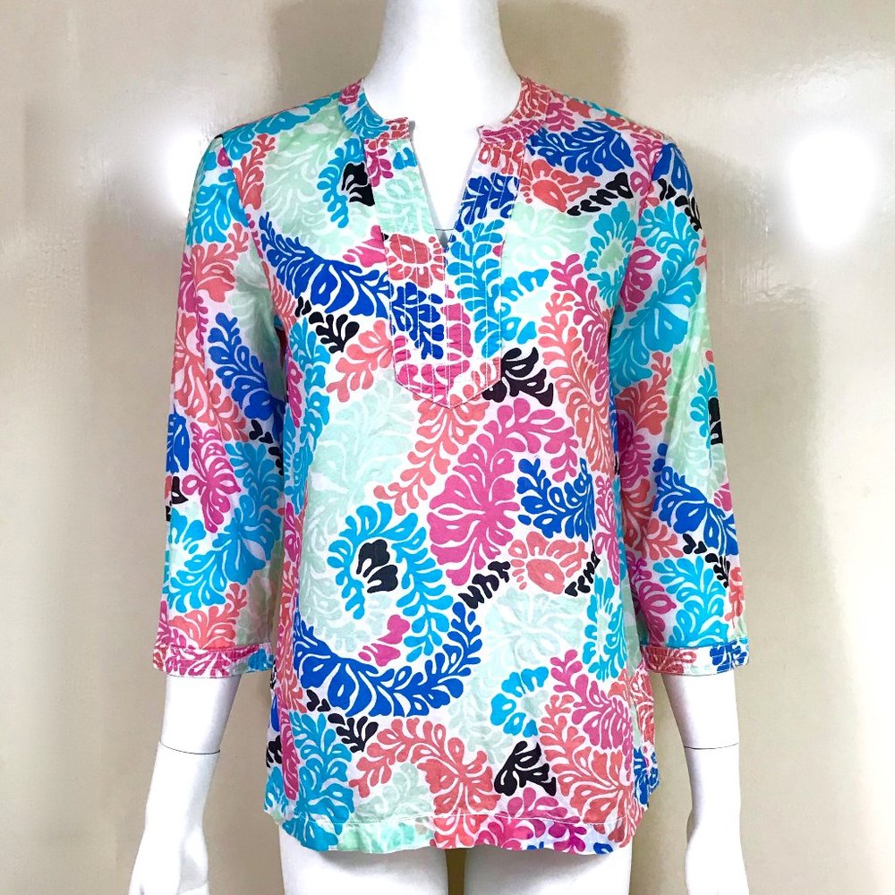 Talbots Cotton Split Neck/Sides Cover upTunic top